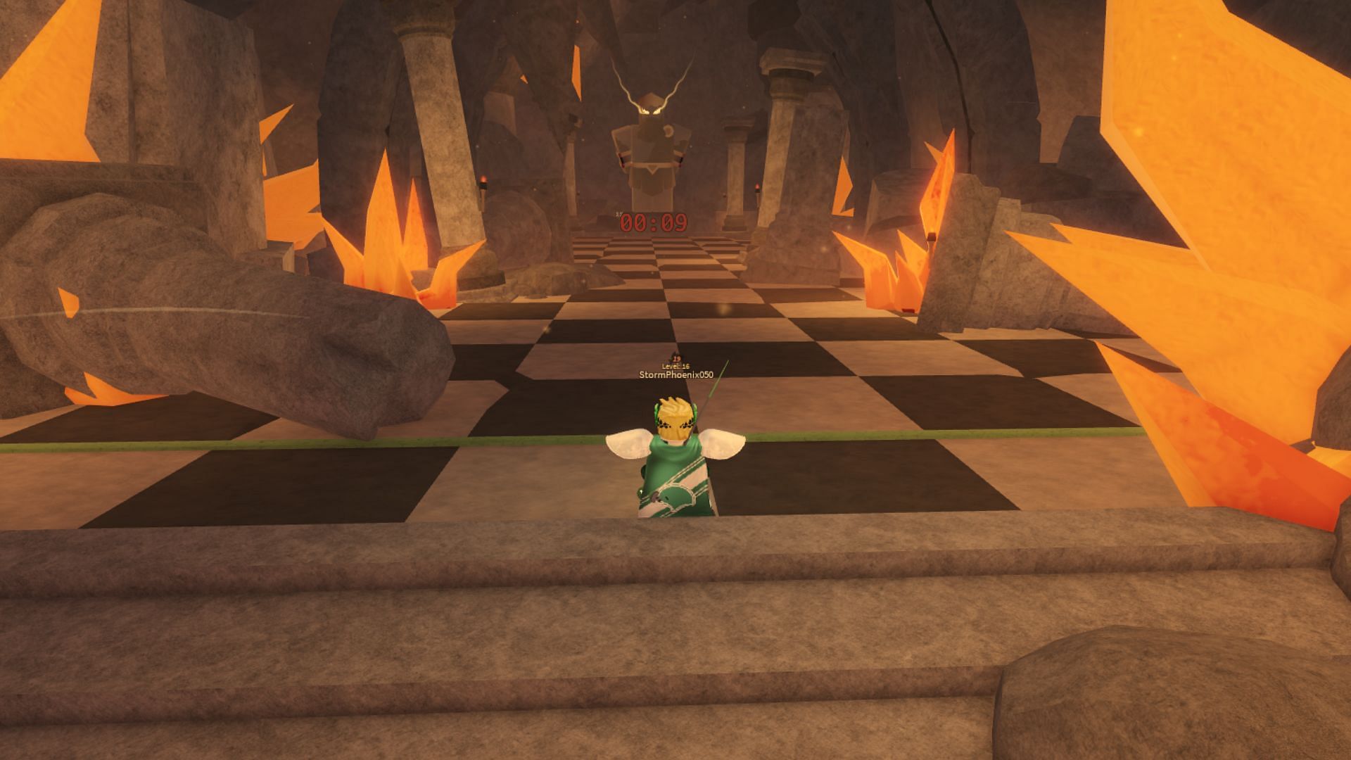 Avoid the statue&#039;s gaze and reach the end (Image via Roblox)