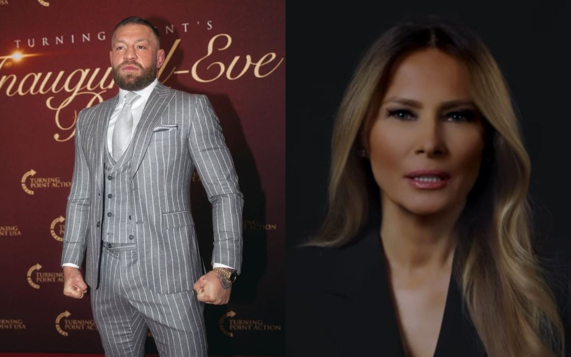 Conor McGregor (left) posts about FaceTiming Melania Trump (right). {Image credit: @melaniatrump, @thenotoriousmma on Instagram]