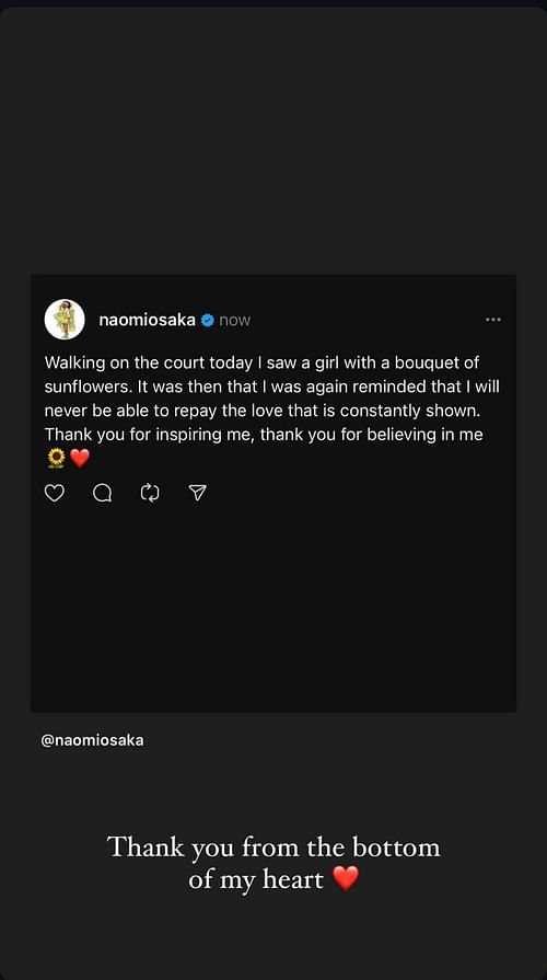 Naomi Osaka thanks her fans after withdrawing from the Australian Open I Image Source: Instagram