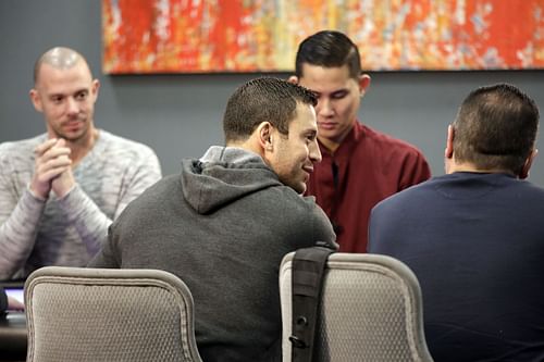 Berkey (extreme left) at the World Series of Poker with other players (Image via: Getty Images)