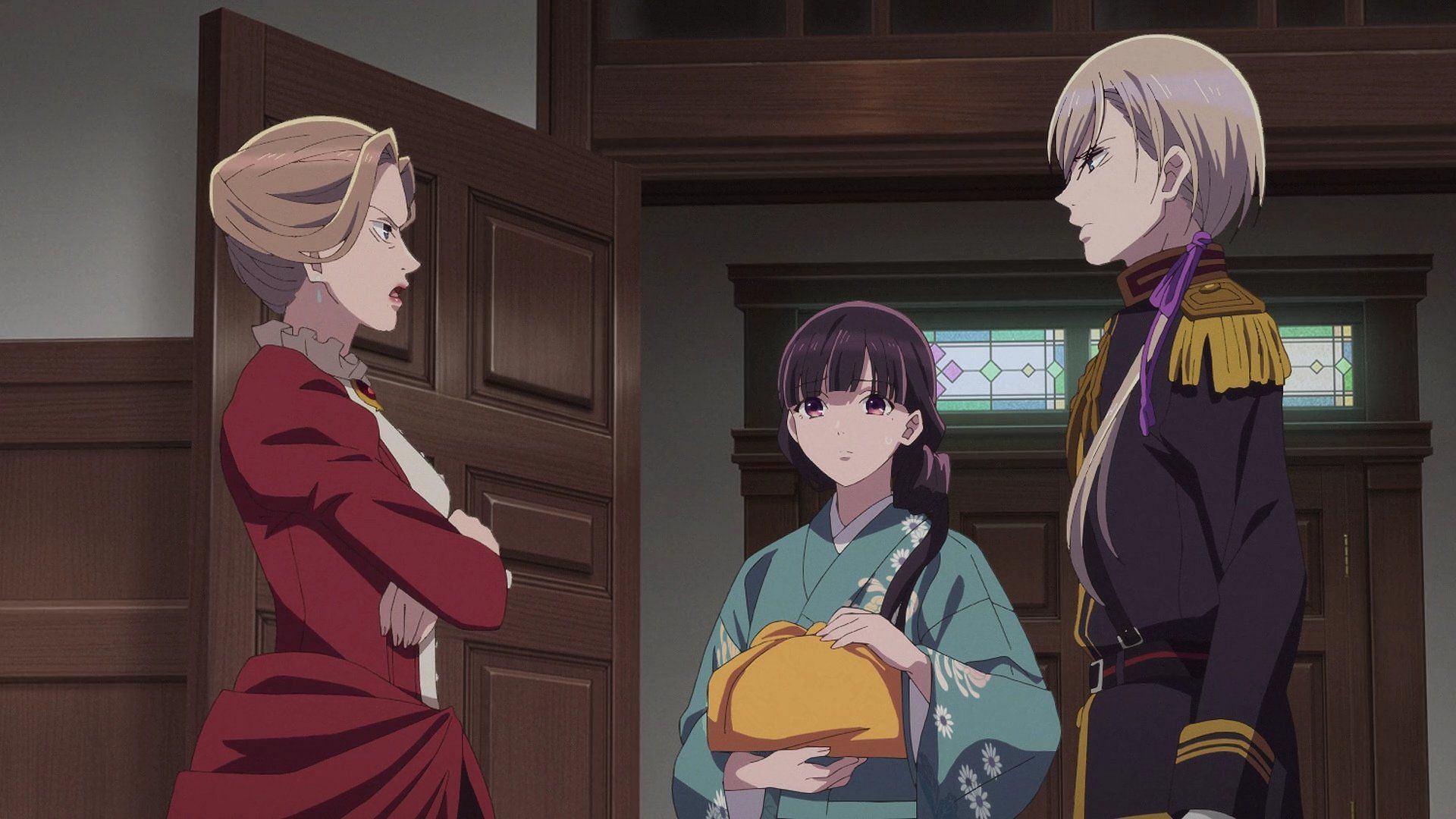 Kiyoka&#039;s mother harshly talks to Miyo (Image via Kinema Citrus)