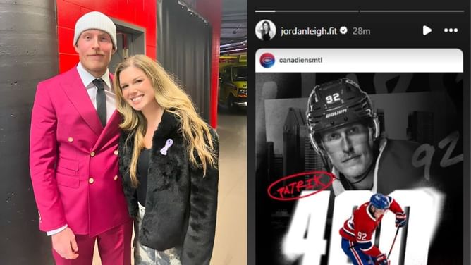 Patrik Laine’s fiancee Jordan Leigh pens 4-word reaction to Canadiens forward's 400-point NHL career milestone