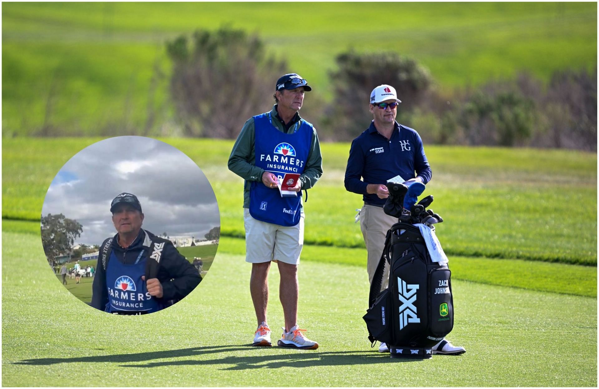 Zach Johnson&rsquo;s caddie indulges in heated exchange with fan (Image via Getty and X/@malbon_hater)