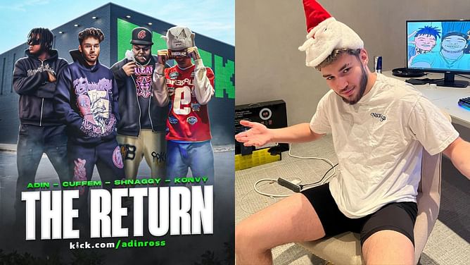 "I’ll stay for good this time": Adin Ross announces his return stream on Kick with Cuffem, Shnaggyhose, and Konvy