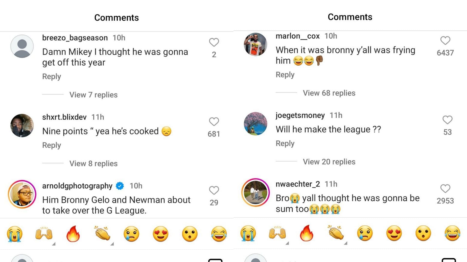 College hoops fans took to Instagram to share their reactions about Mikey Williams&#039; performance against Arizona. Source: Instagram/@overtime