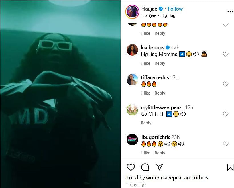 Kia Brooks hypes daughter, Flau&#039;jae Johnson, for new music video on IG. Image via @flaujae