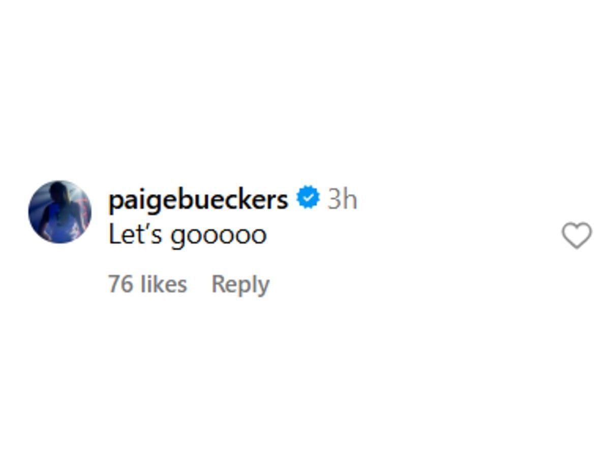 Paige Buecker&#039;s comment on Instagram