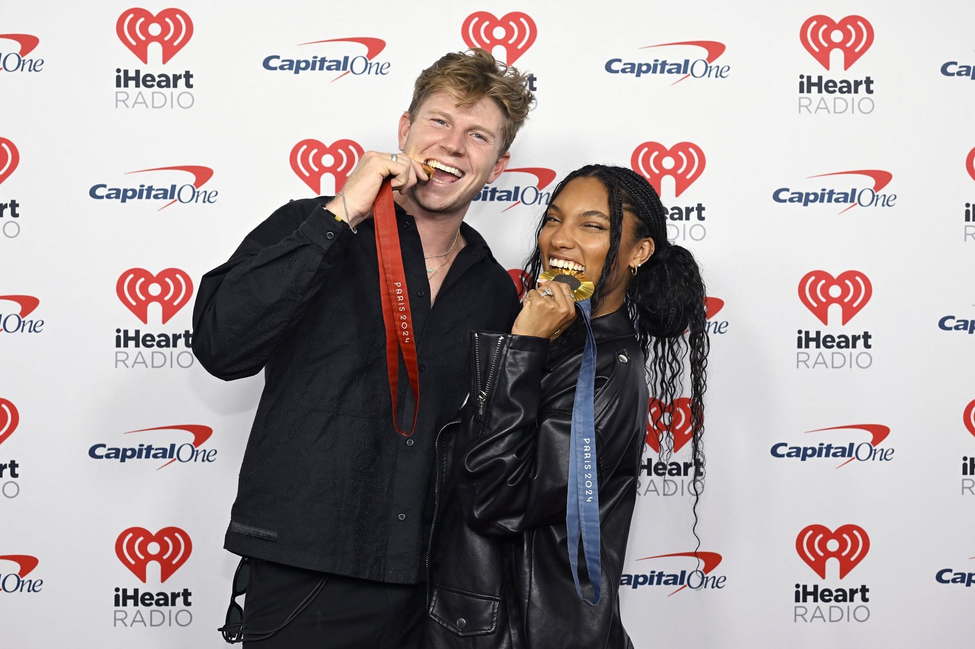 Hunter Woodhall and Tara Woodhall arrive at the 2024 iHeartRadio Music Festival in Las Vegas, Nevada. (Photo by Getty Images)