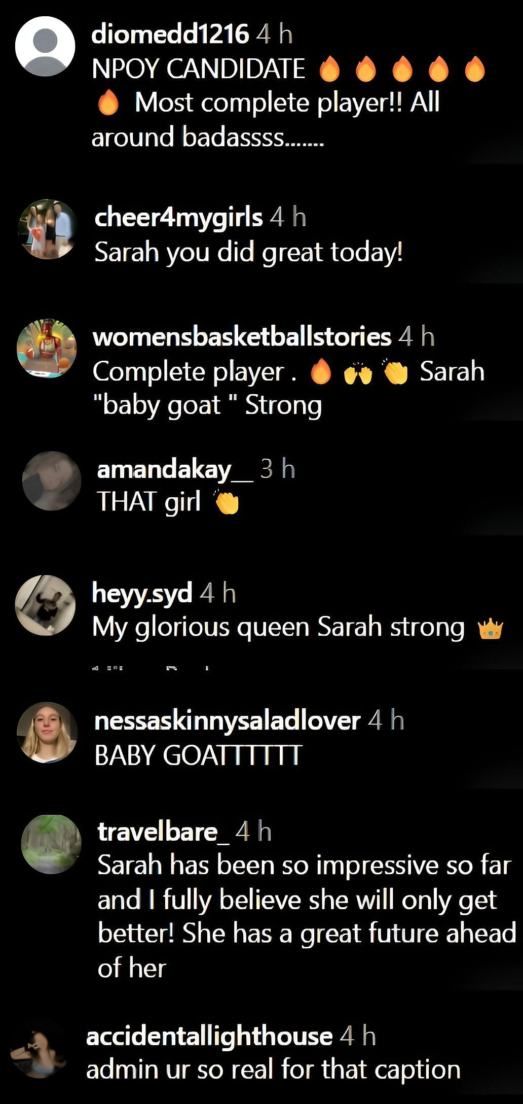 Fans commented on Sarah Strong&#039;s picture