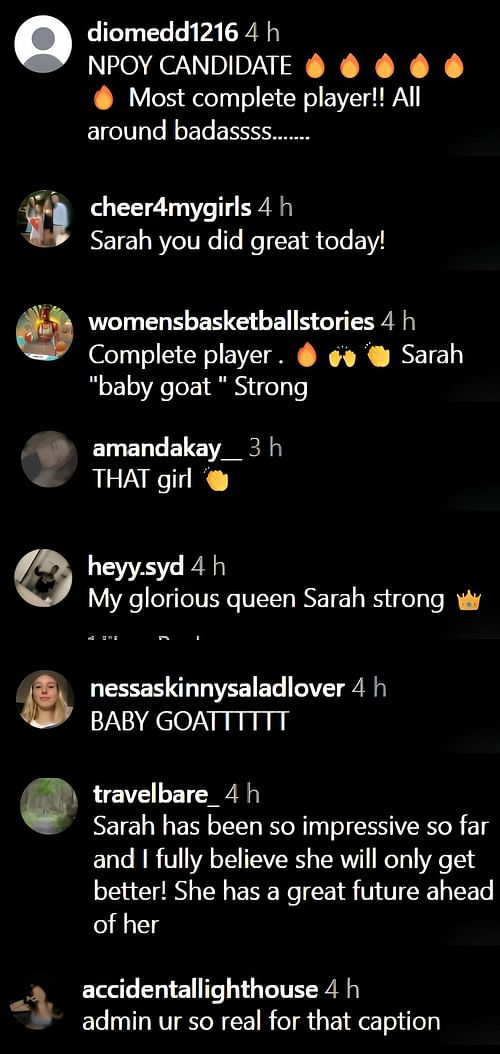 Fans commented on Sarah Strong's picture