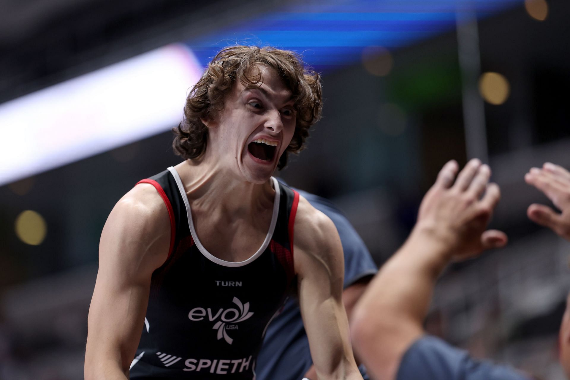 Stephen Nedoroscik after competing in the pommel horse event at the SAP Center during day one of the 2023 US Gymnastics Championships (Image via: Getty Images)