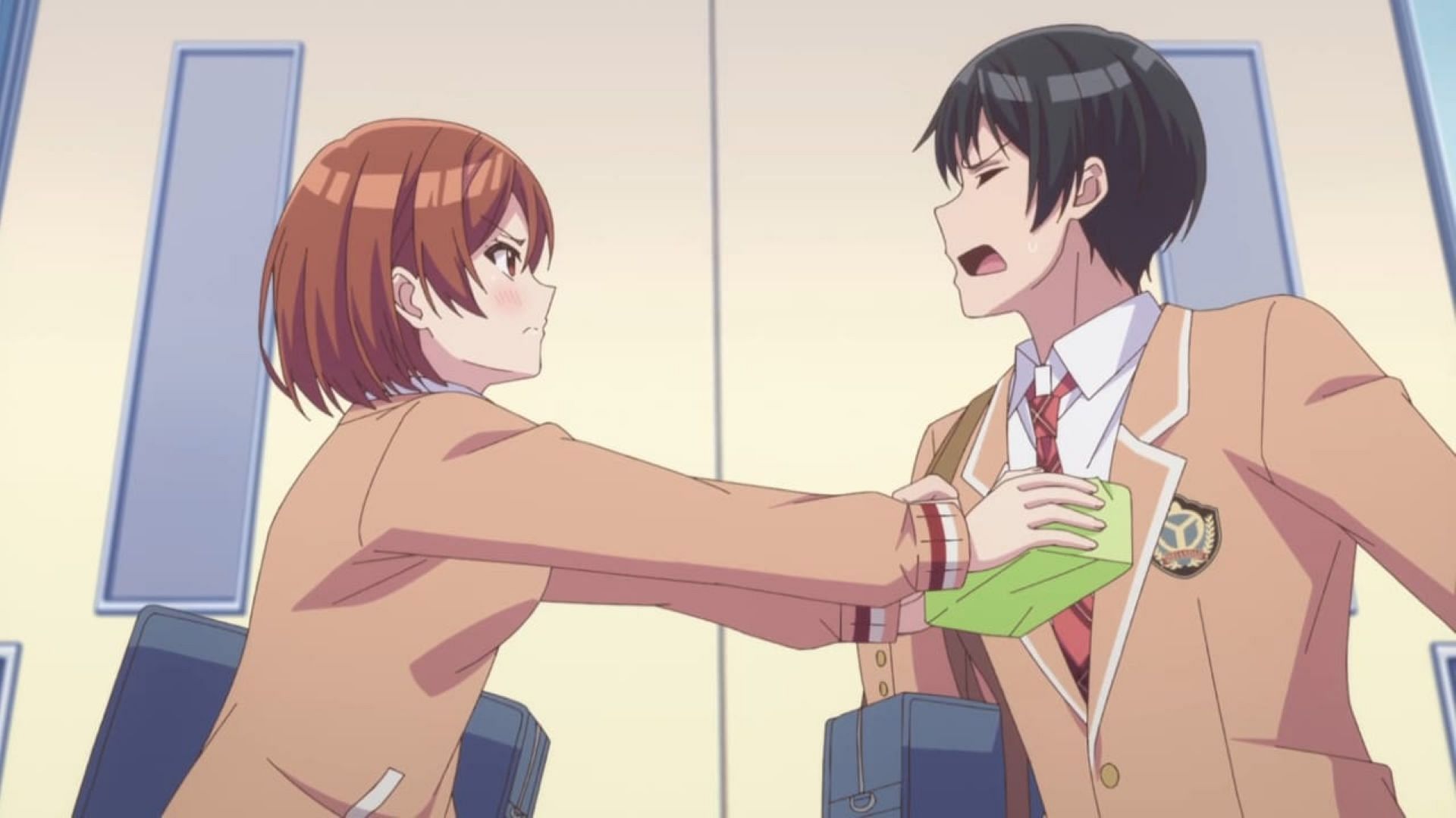 Akane gives Saito his lunchbox in the episode (Image via Studio Gokumi and AXsiZ)