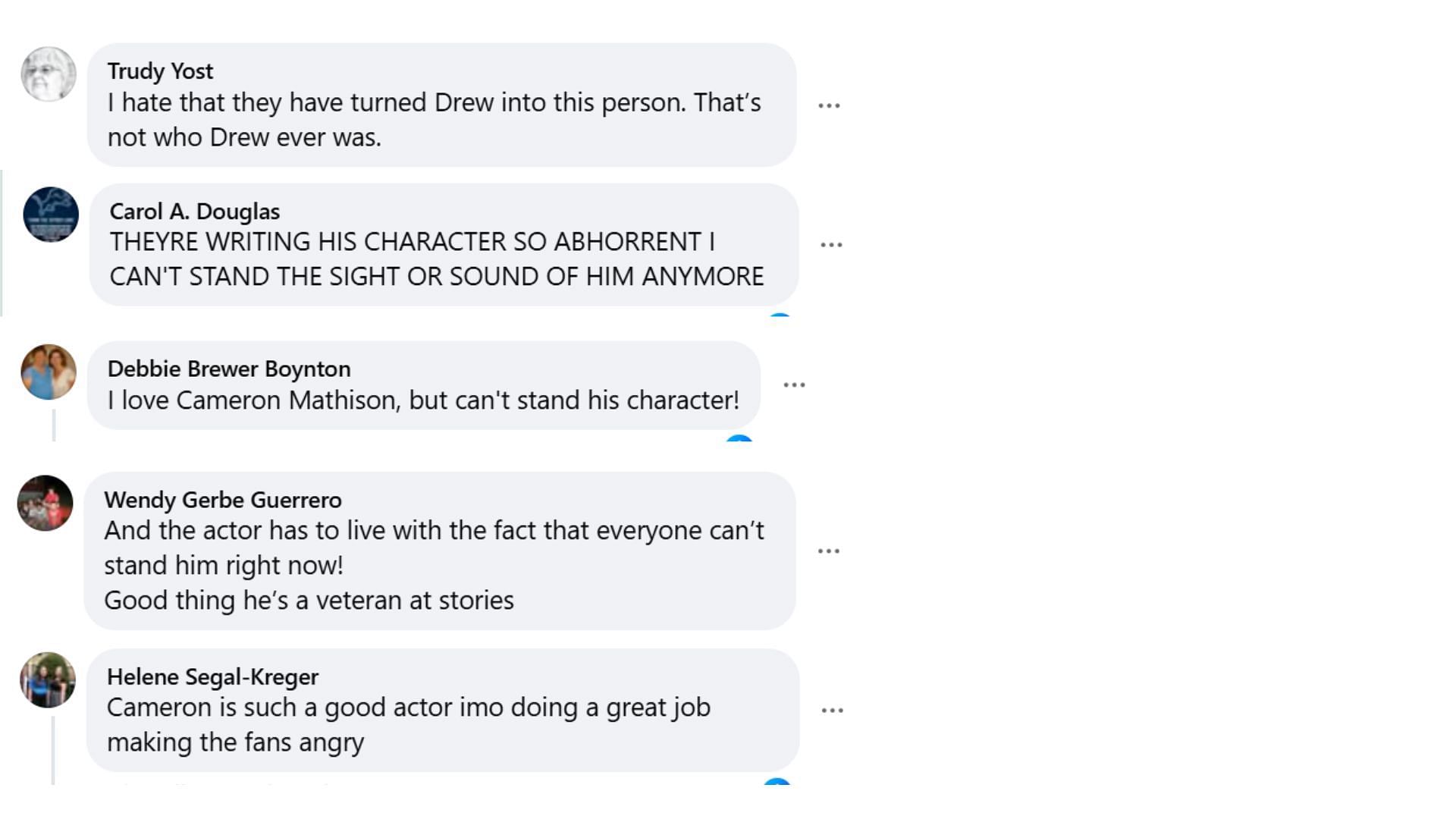 Fans appreciate Cameron but hate Drew (Image via Facebook/@General Hospital Fans-Official)