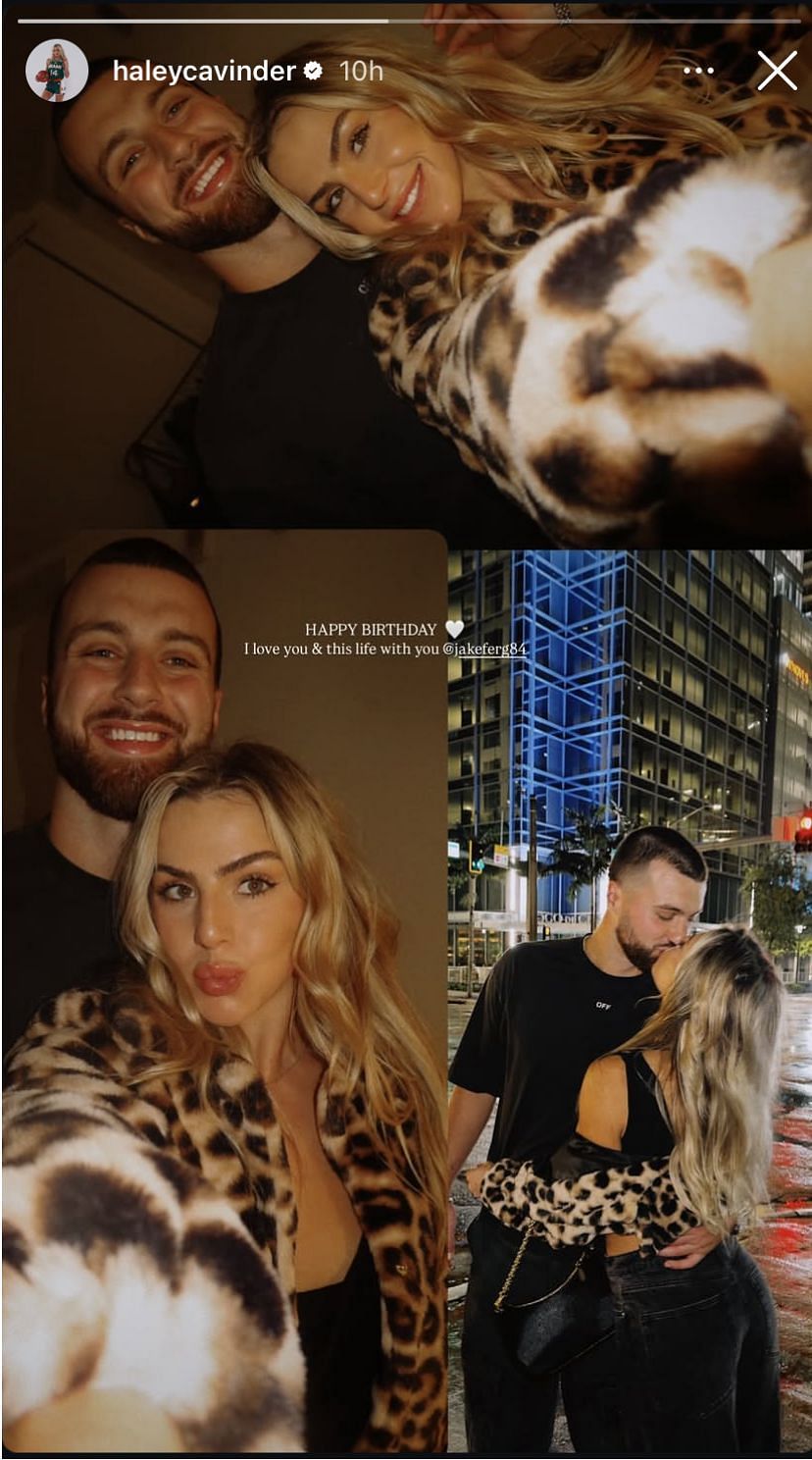 Haley Cavinder wishes boyfriend Jake Ferguson a happy birthday on her Instagram story - (Image source: Instagram/haleycavinder)