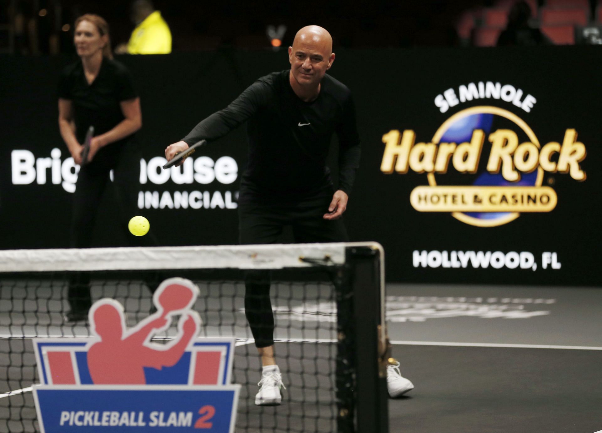 Andre Agassi playing at Pickleball Slam 2 - Source: Getty