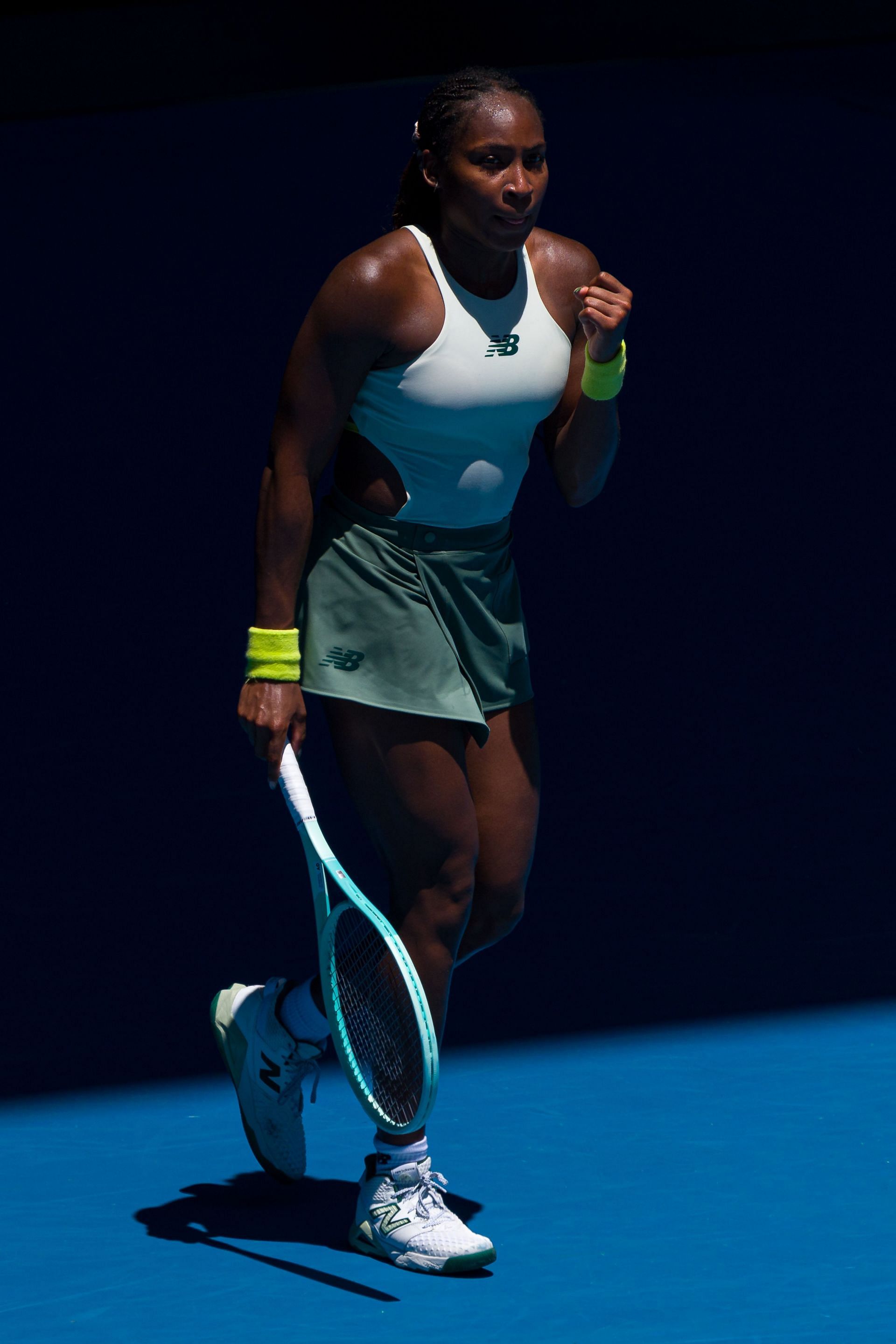 Coco Gauff during her first-round match at the Australian Open 2025. Source: Getty