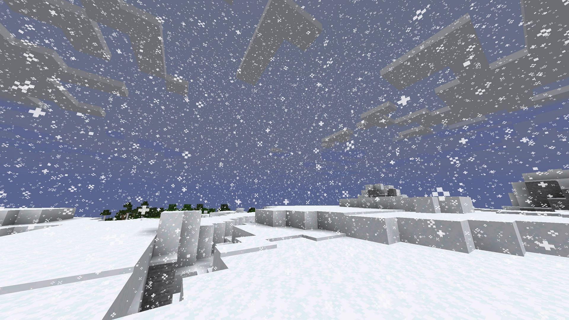 Players can make it snow or just wait for it to happen in Minecraft (Image via Mojang Studios)