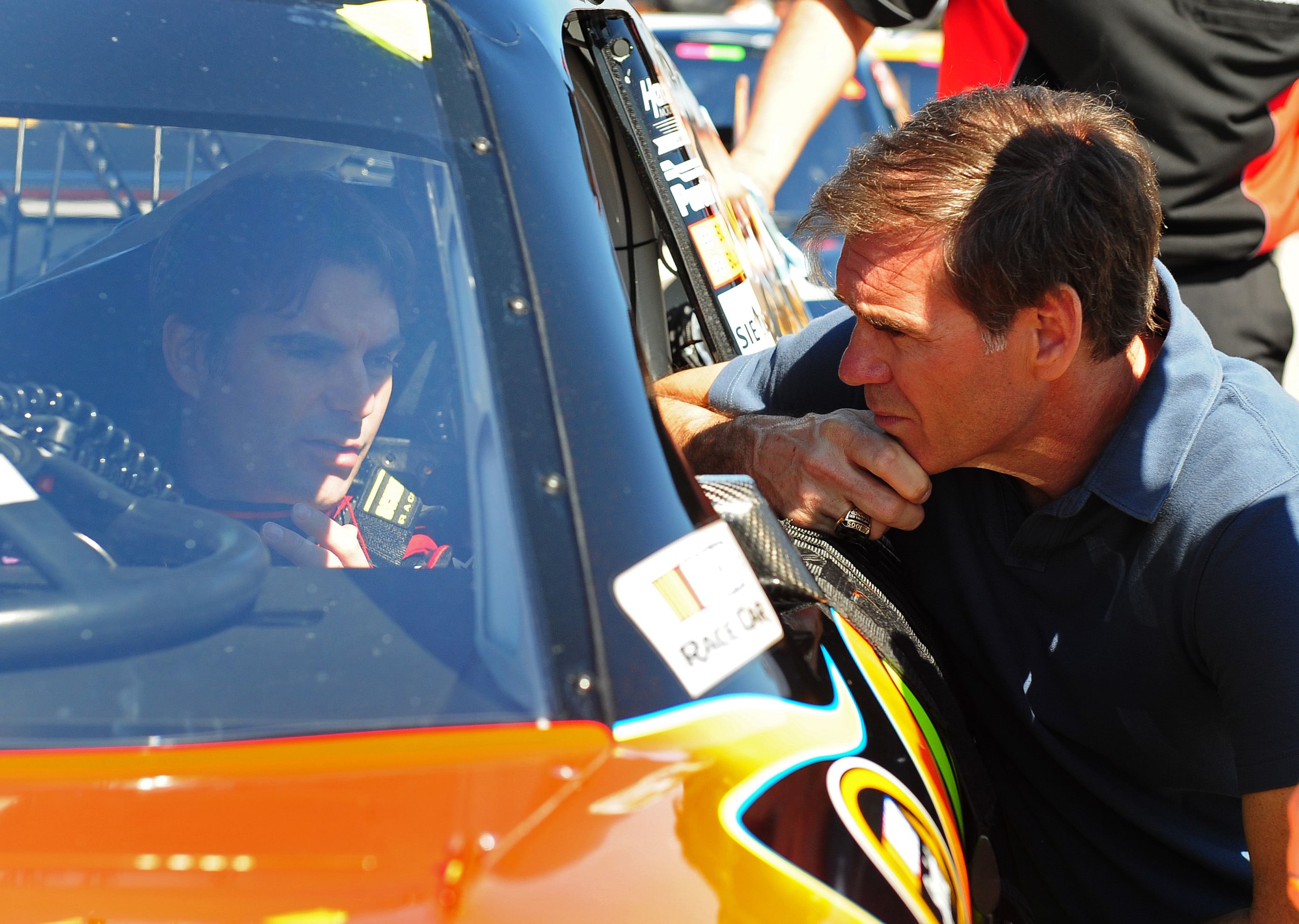 Jeff Gordon in conversation with Ray Evernham - Source: Imagn