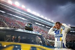 Dale Earnhardt Jr. jokingly reacts as NASCAR historian inquires about iconic Dale Sr. racecar spoiler
