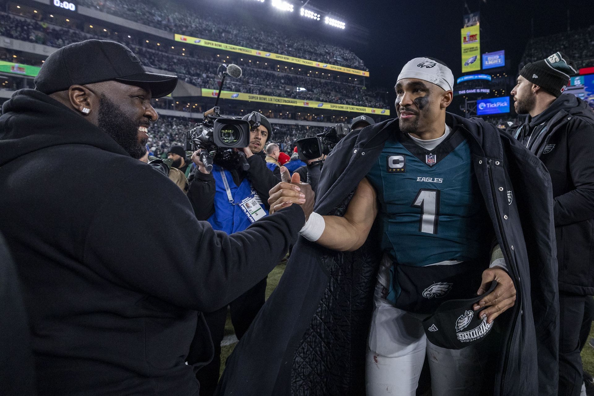 Jalen hurts during the 2024 NFC Championship Game: Washington Commanders v Philadelphia Eagles - Source: Getty