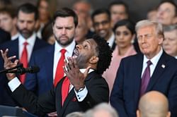 “Even the object of his affection is embarrassed for him” — Internet reacts to Trump eyeing Pastor Lorenzo Sewell as he delivers a benediction