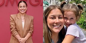Olympic Gold medalist Shawn Johnson reacts to her 5-year-old daughter Drew Hazel mastering cartwheel on balance beam