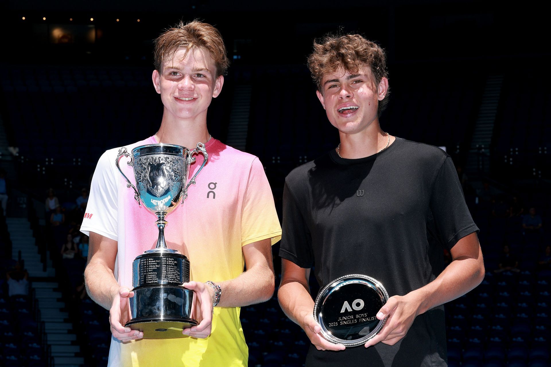 Henry Bernet (L) pictured with runner-up Benjamin Willwerth at the 2025 Australian Open - Image Source: Getty