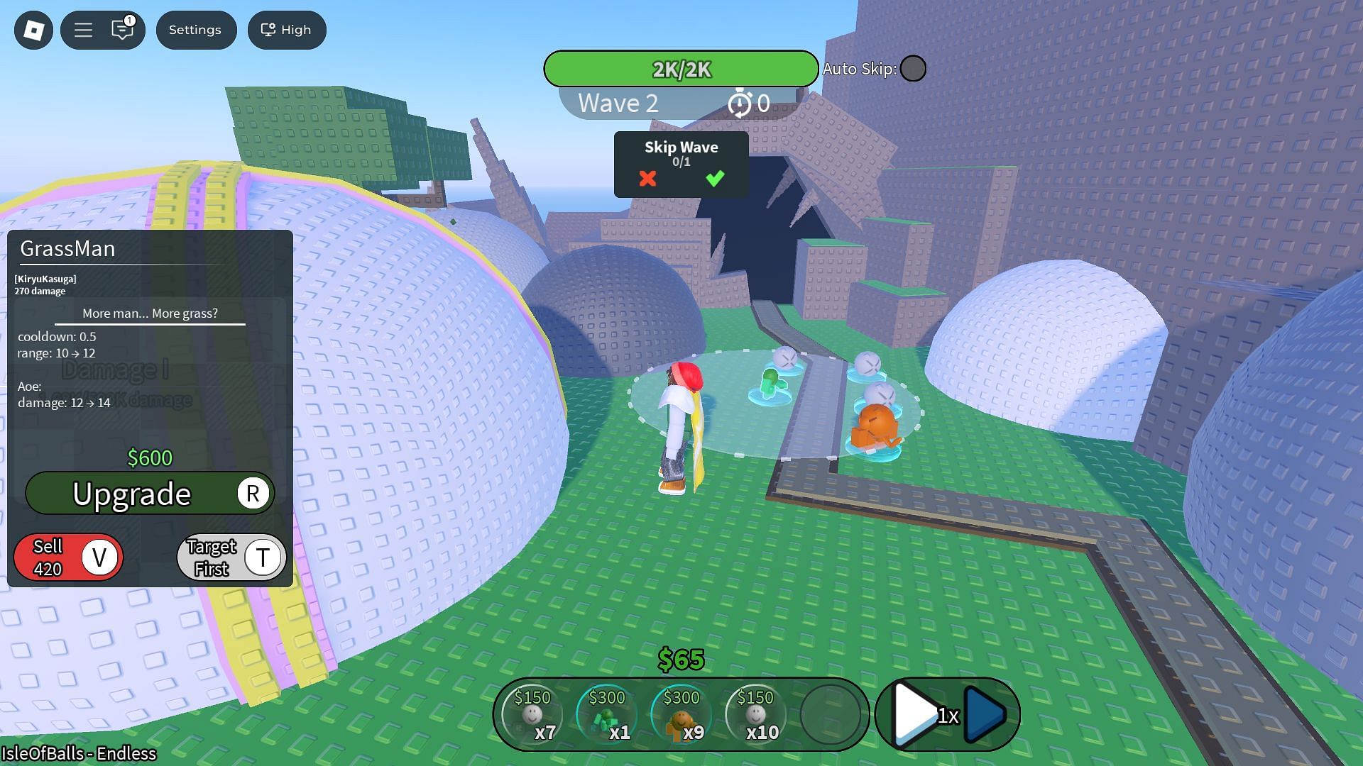 Endless Mode gameplay (Image via Roblox)