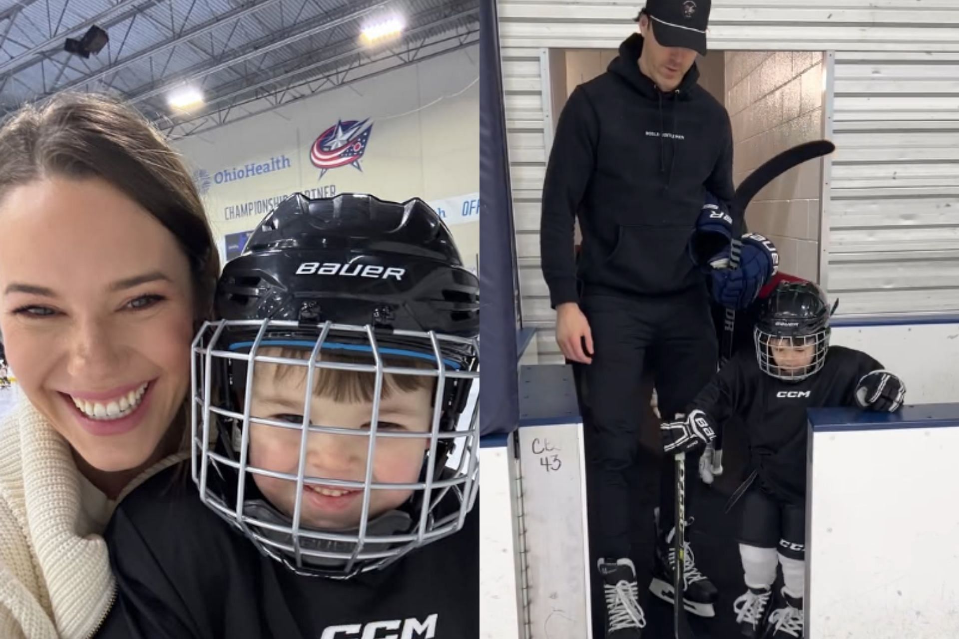 CBJ defenseman Erik Gudbranson was seen teaching his son Benny the skating basics (Image Credit: IG @sarahsweetnam)