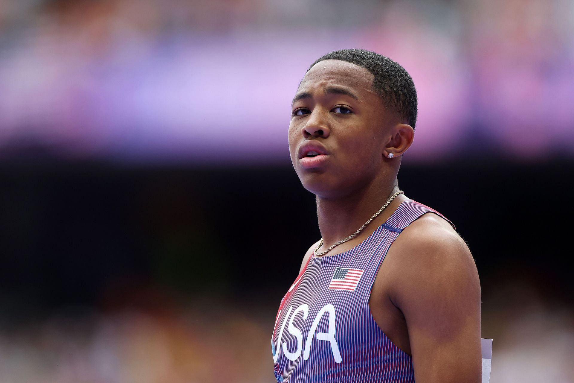 Quincy Wilson looking on at the Olympic Games Paris 2024: Day 14 - (Source: Getty)