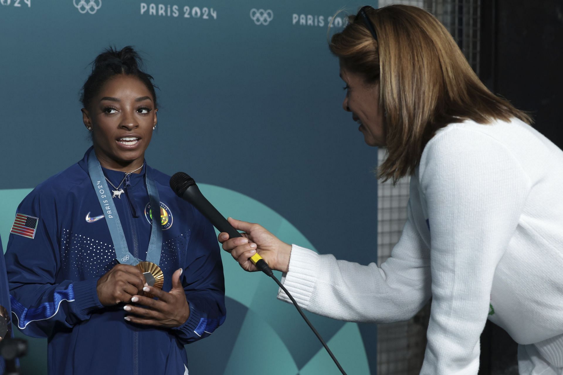 Biles and Kotb at the Paris Olympics (Image Source: Getty)