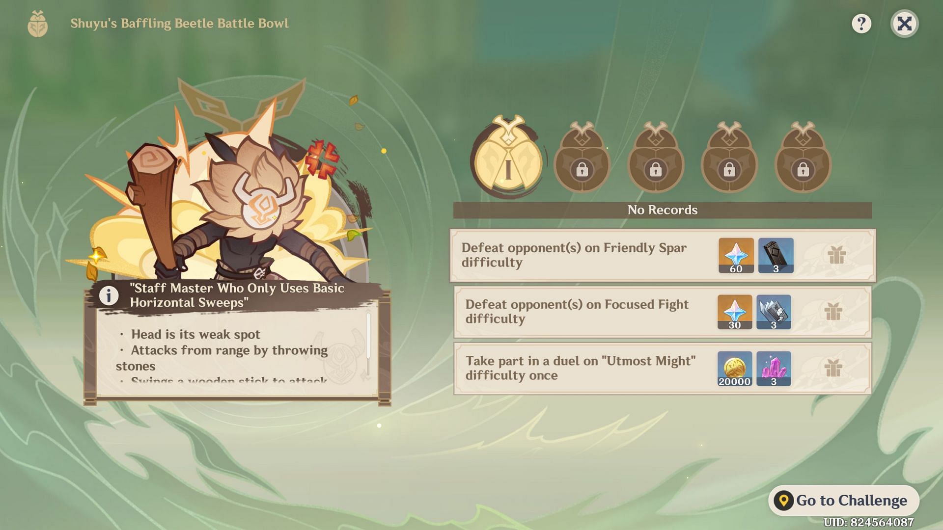 Shuyu&rsquo;s Baffling Beetle Battle Bowl event overview (Image via HoYoverse)