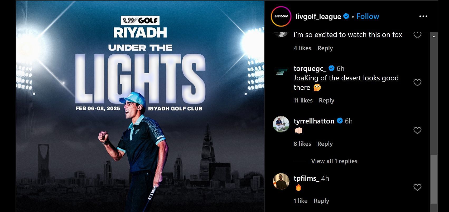 Tyrrell Hatton and Joaquin Niemann&#039;s team Torque GC commented/ Source: @livgolf_league