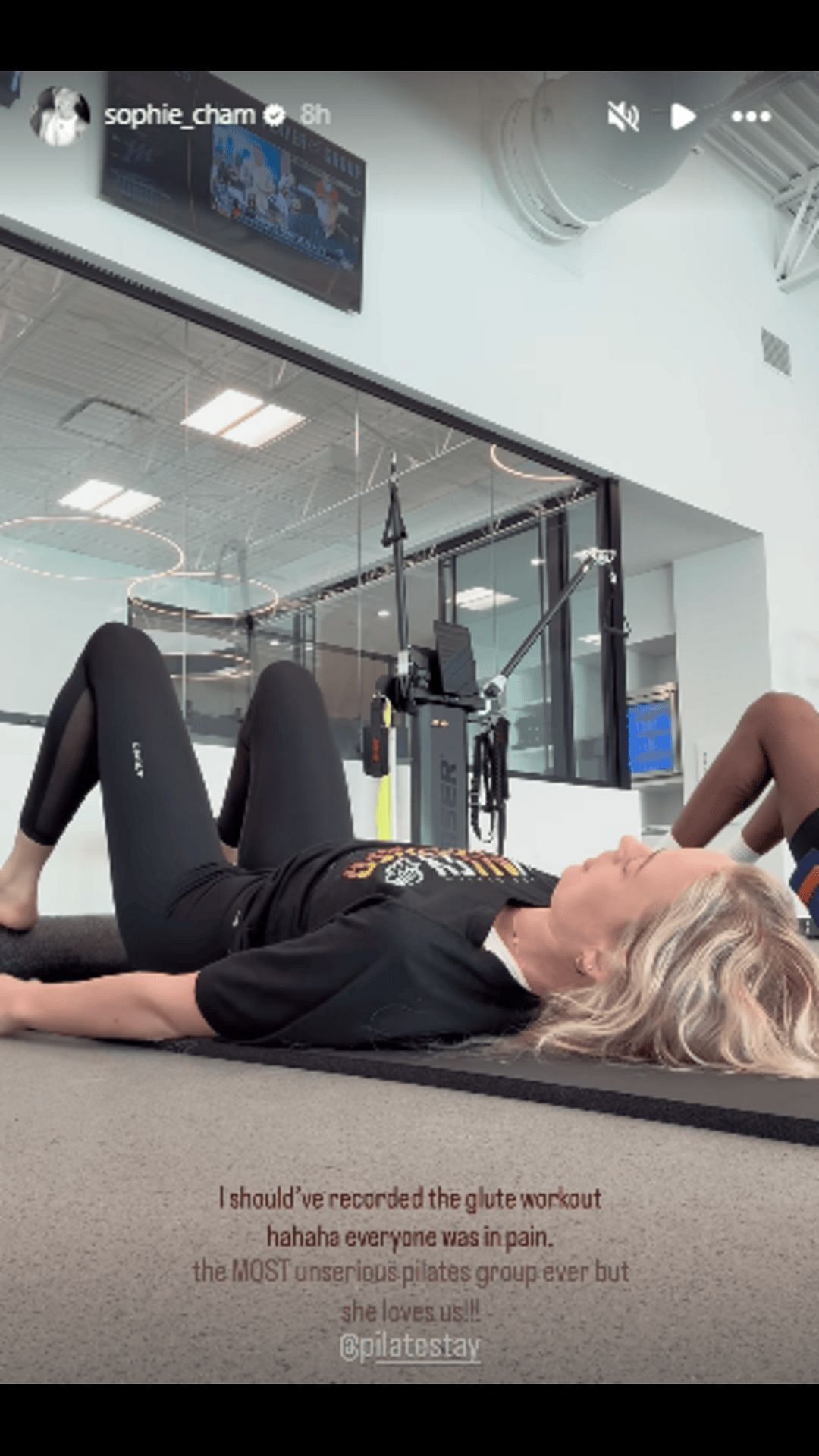 Sophie Cunningham is being &quot;unserious&quot; about Pilates. Image source: IG.com/sophie_cham