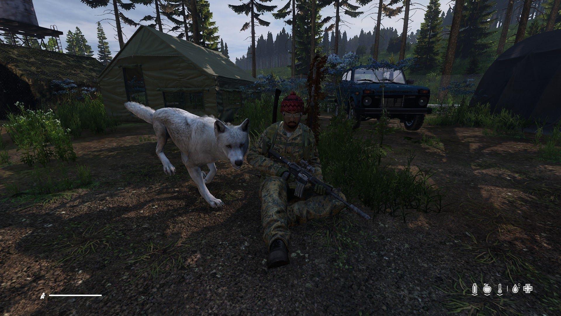 Surviving in the apocalypse isn&#039;t so bad or lonely with a furry companion by your side (Image via Bohemia Interactive || HennySea)