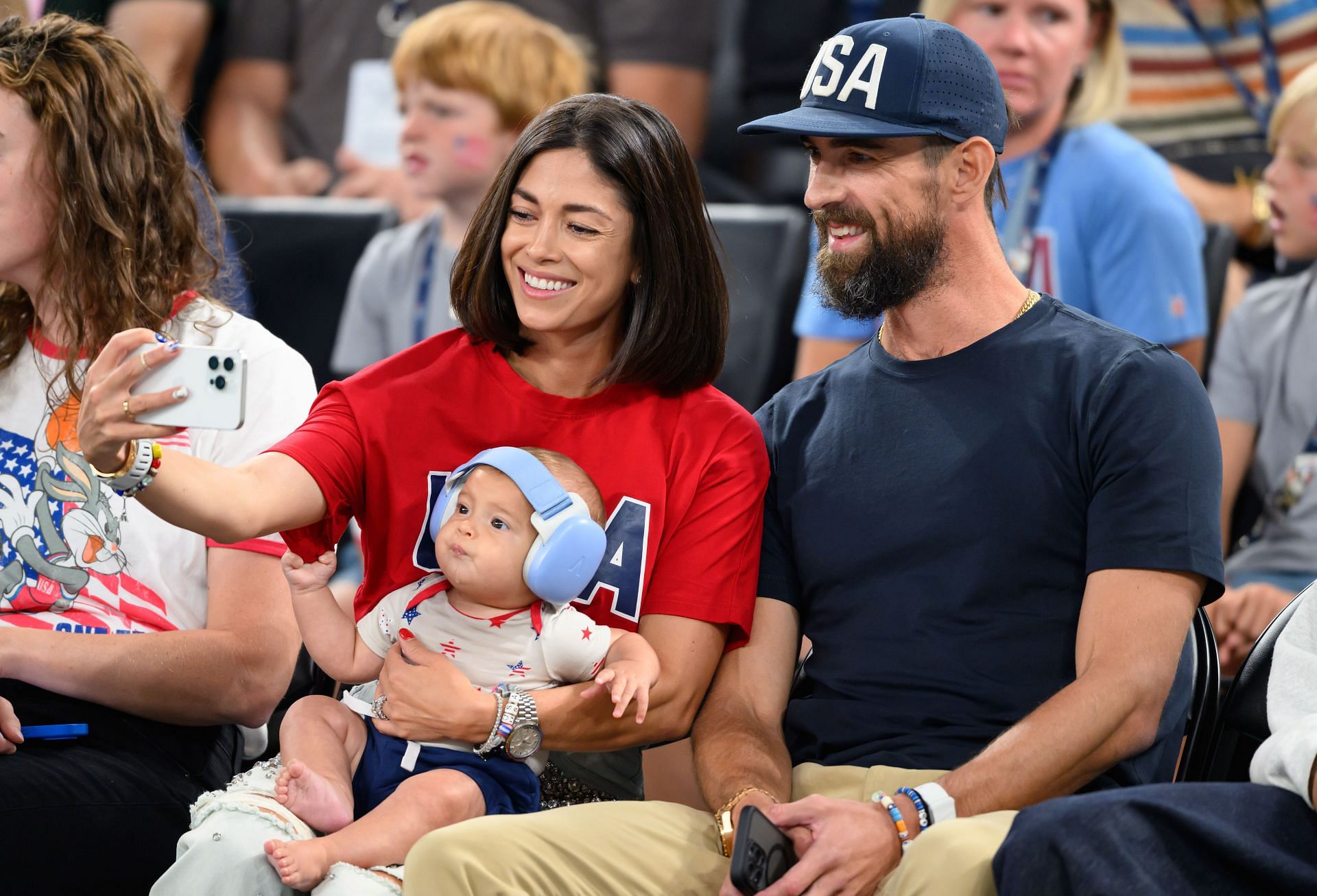 VIP Guests At Olympic Games Paris 2024: Michael Phelps with wife and son(Image: Getty)