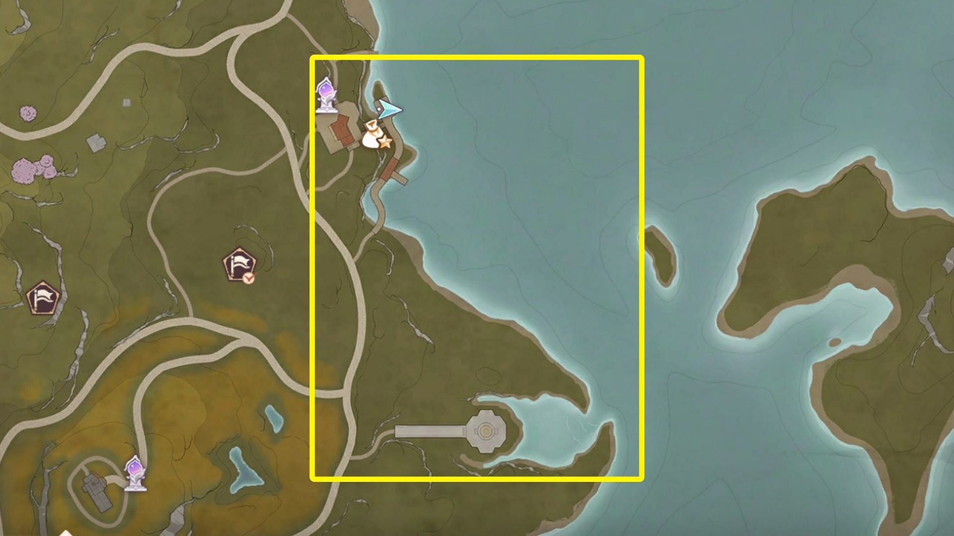 Pink Ribbon Eels are located in fishing spots in this area (Image via Infold Games)