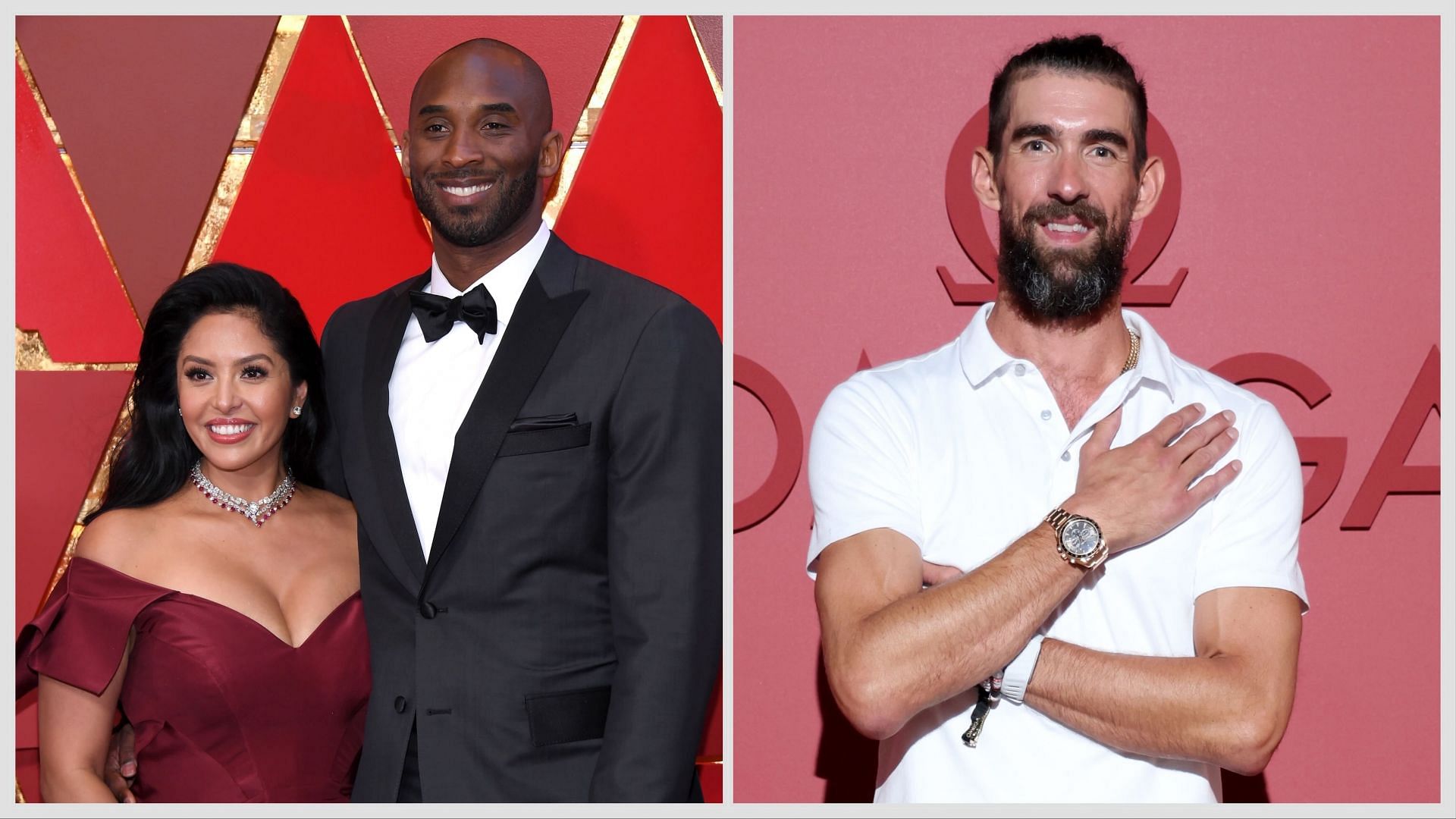 Kobe Bryant with wife Vanessa Bryant, and Michael Phelps 