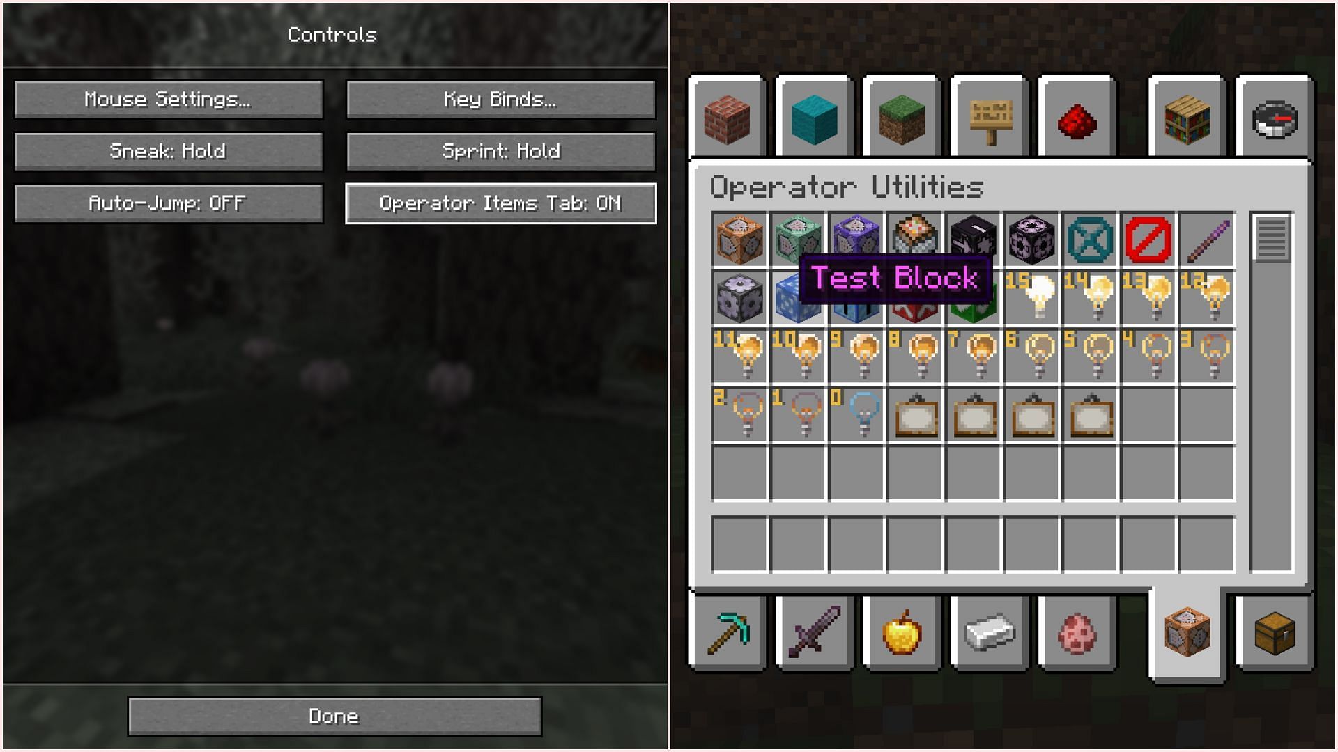 You can also get test blocks from the operator utilities tab from creative inventory (Image via Mojang Studios)