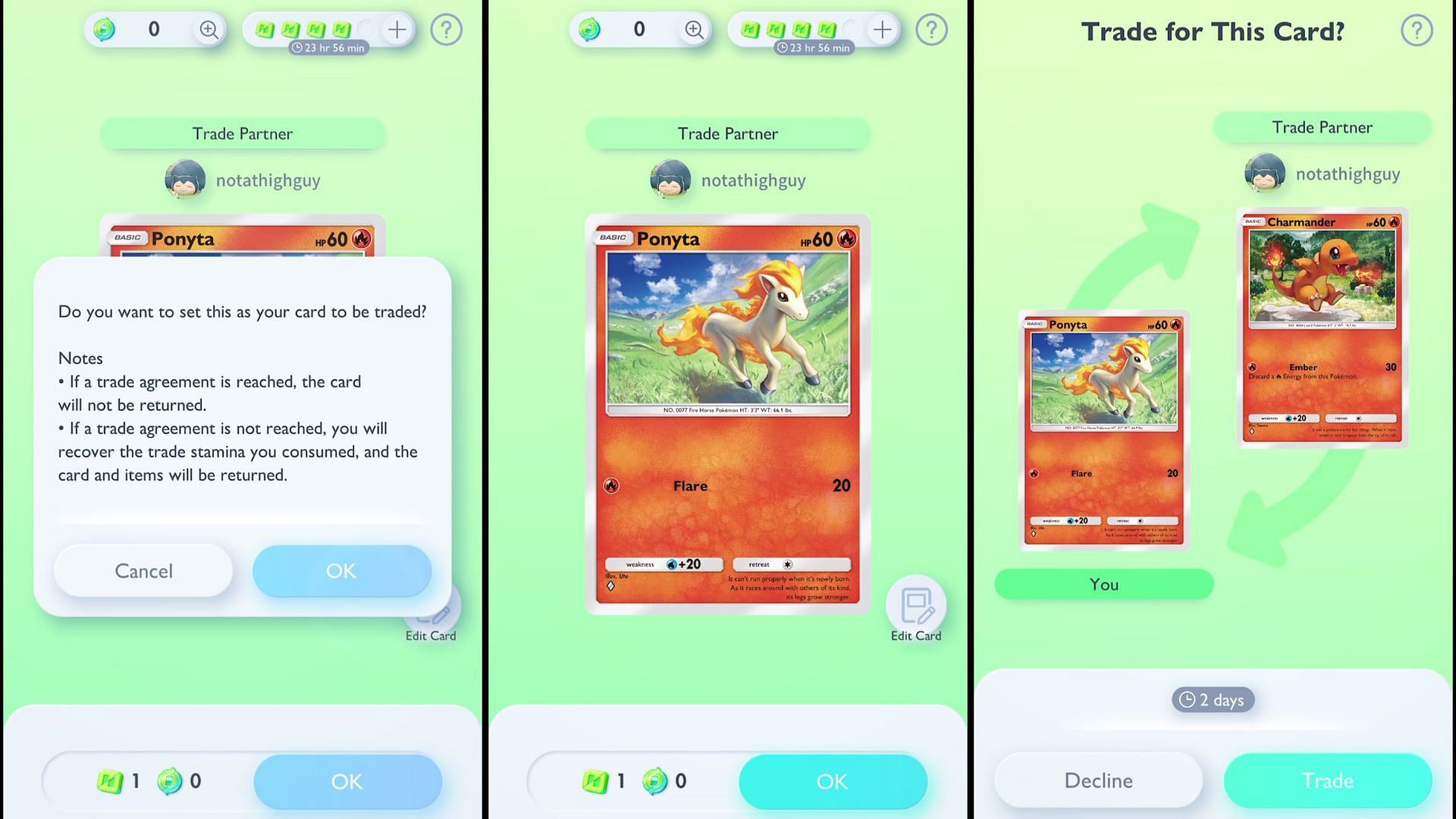 Steps to execute a trade in the game (Image via The Pokemon Company)