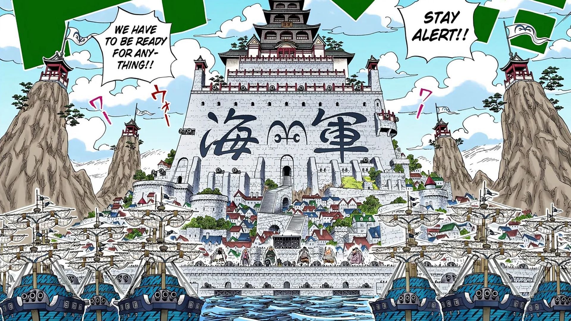 Marineford in the One Piece manga (Image via Shueisha)