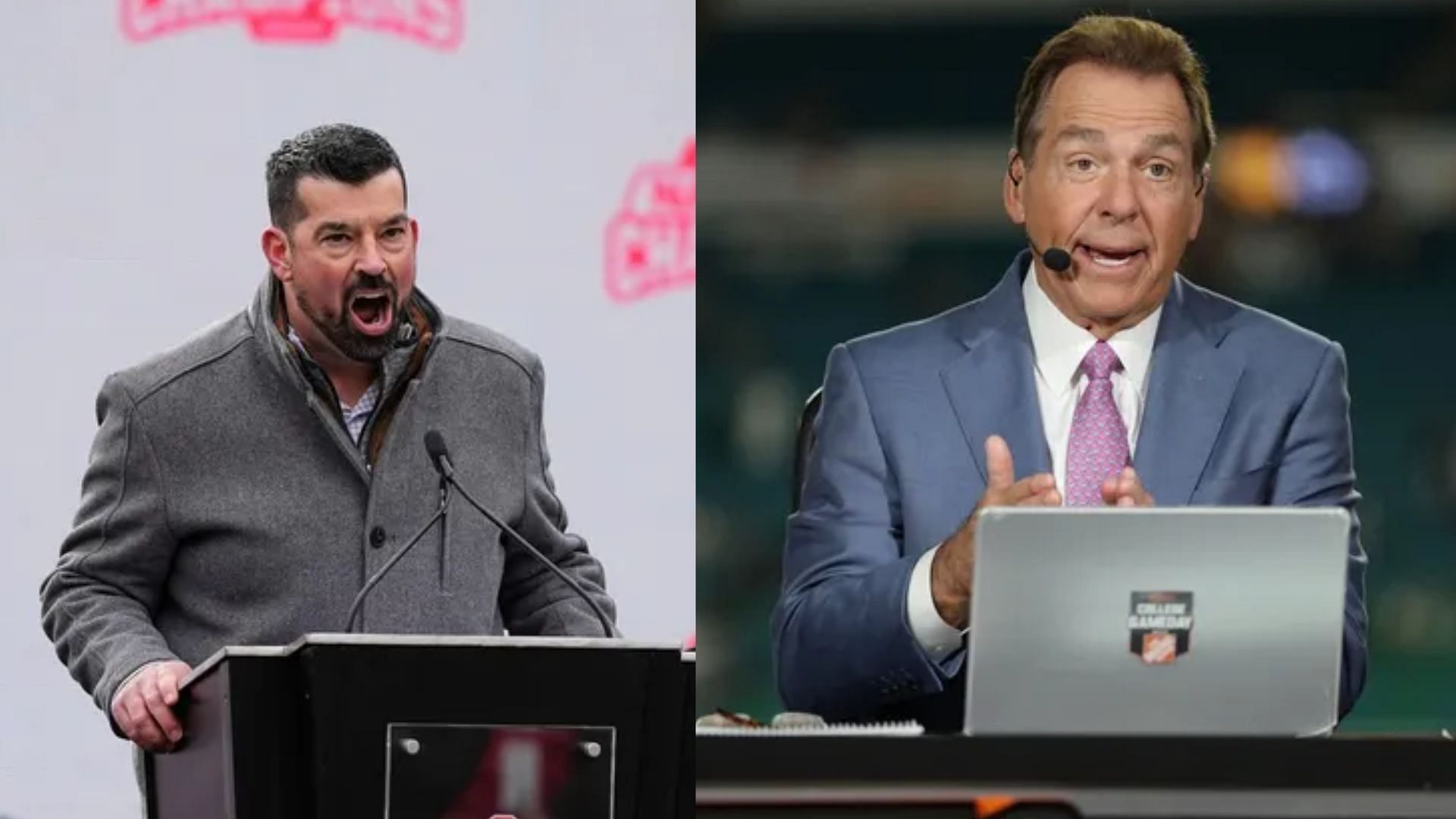 Ohio State coach Ryan Day &amp; analyst Nick Saban 