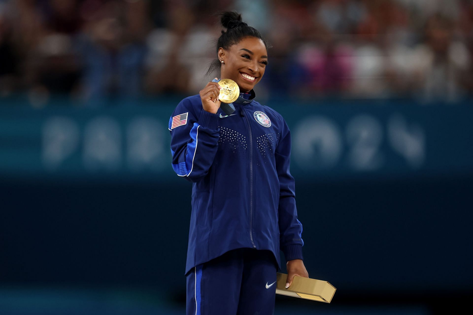 Simone Biles of Team United States during the Olympic Games 2024 at Bercy Arena in Paris, France. (Photo by Getty Images)