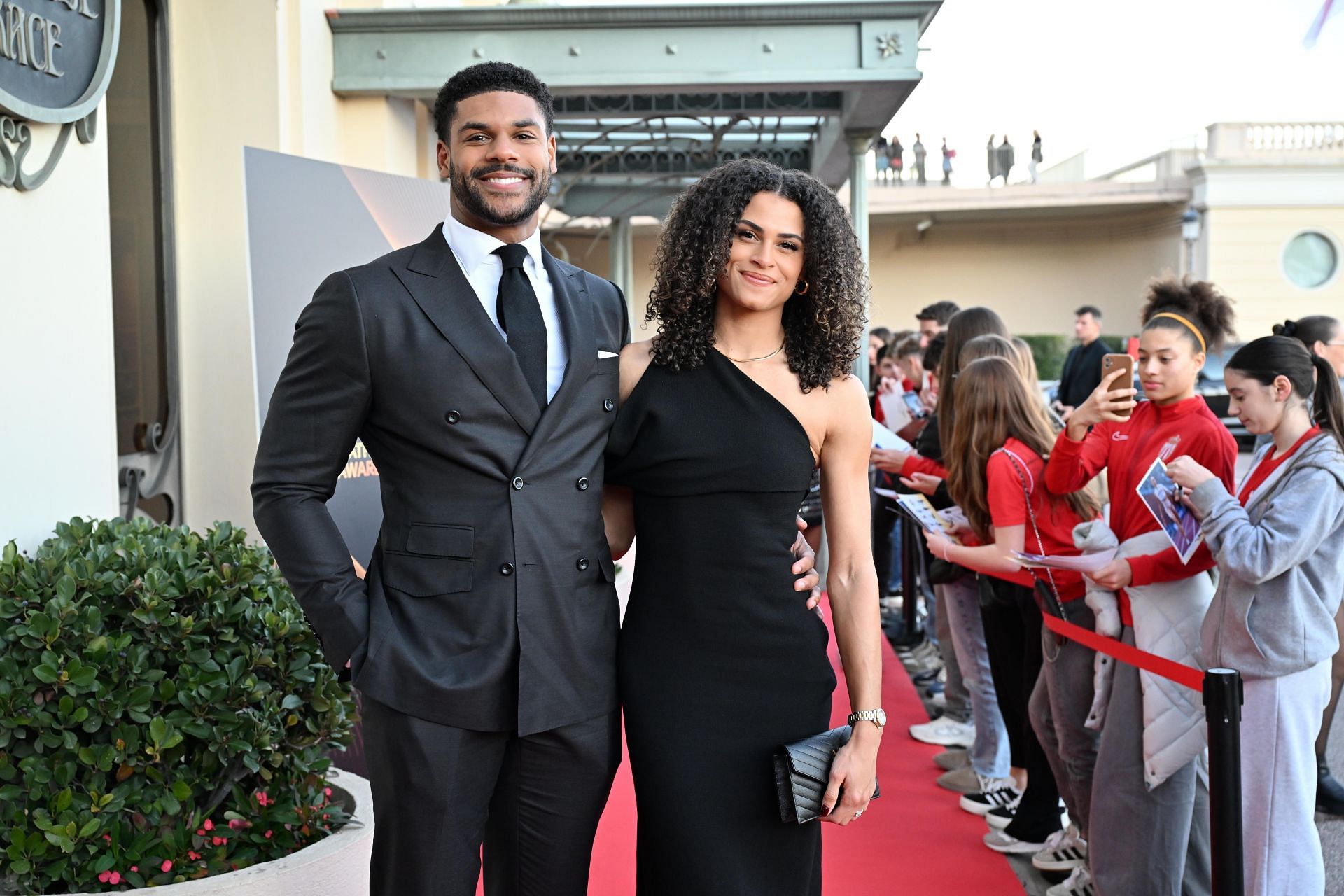 Sydney McLaughlin-Levrone and her husband Andre Levrone at the World Athletics Awards Ceremony in Monaco. (Photo via Getty Images)