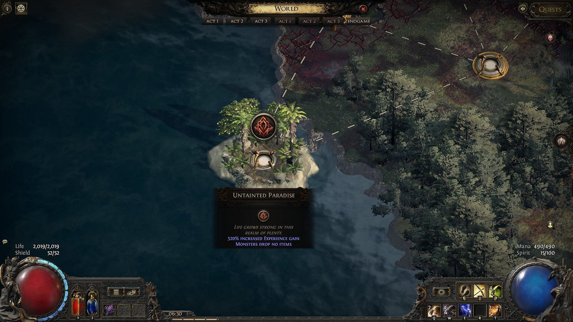 Untainted Paradise on the map (Image via GGG)