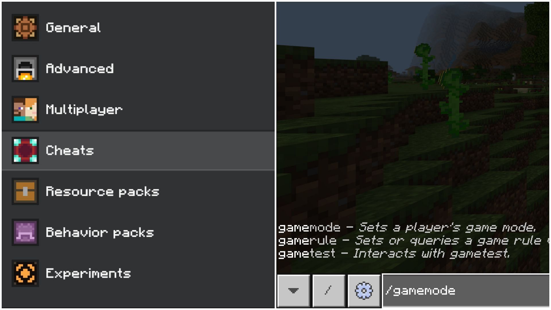 There are two ways to use cheats in Minecraft (Image via Mojang Studios)