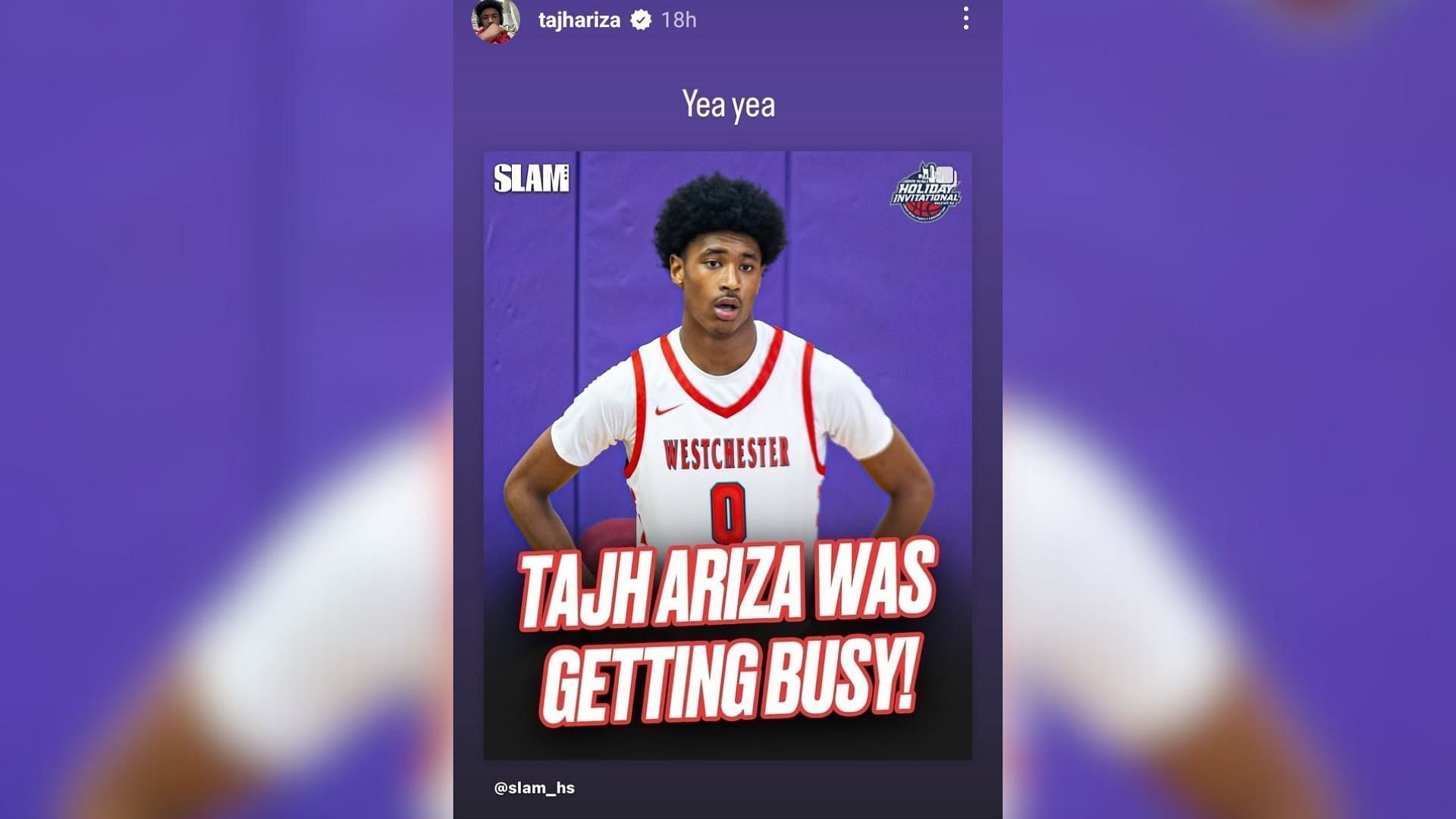 Trevor Ariza&#039;s son Tajh Ariza shares a two-word reaction to his performance at the John Wall Holiday Invitational. (Image via Instagram @tajhariza)