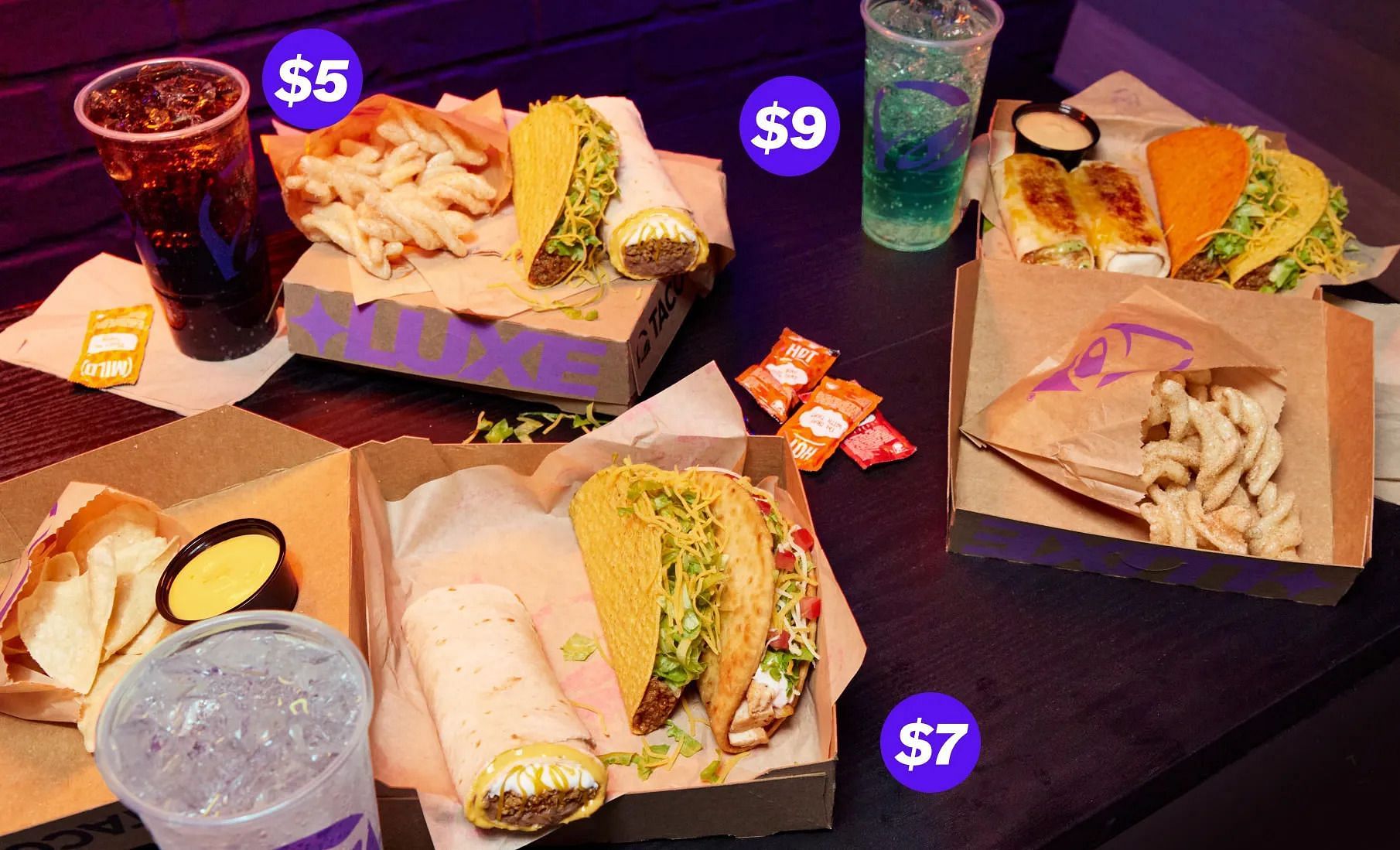 The Luxe Cravings Box offers a lineup of three affordable meal boxes (Image via Taco Bell)