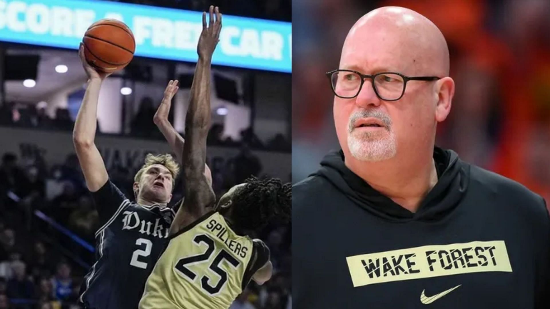 Duke guard Cooper Flagg (left) and Wake Forest coach Steve Forbes (right) (Image Source: IMAGN)