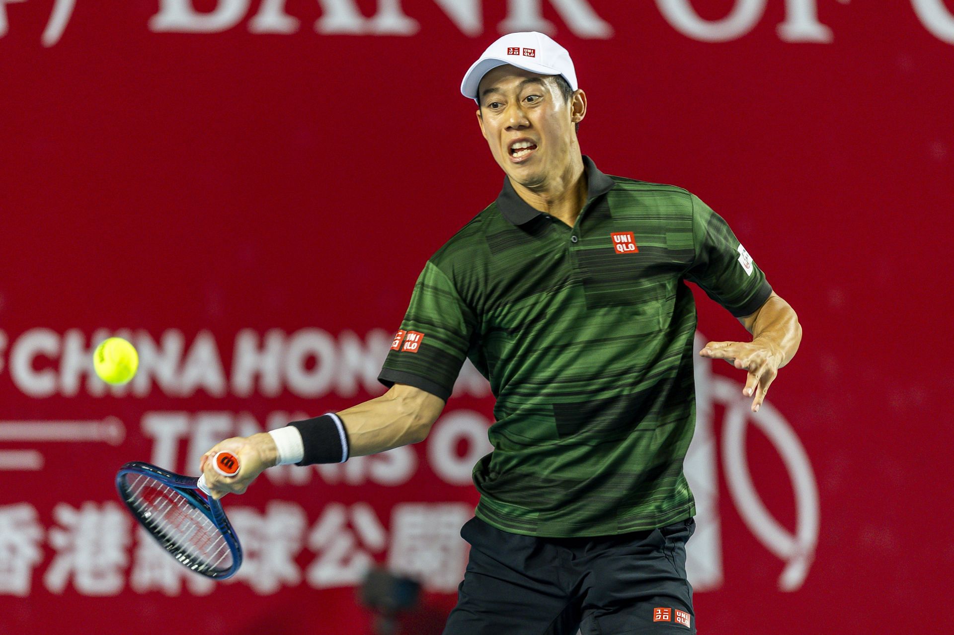 Kei Nishikori in action at the Hong Kong Open (image source: Getty)